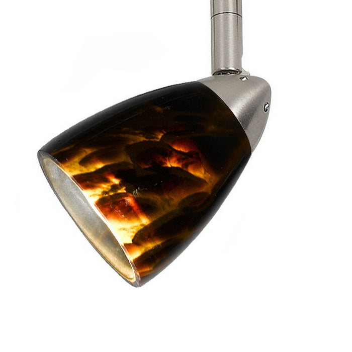 4.87" Height Serpentine Track Head With Shade - Brown & Brushed Steel