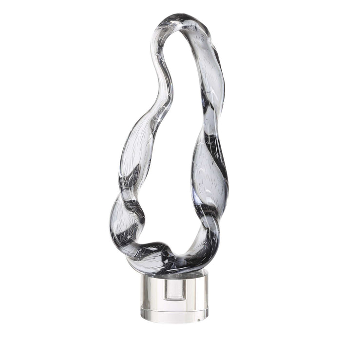 Luminous Twist - Glass Sculpture - Black / White