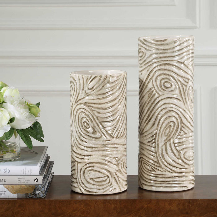 Timber - Swirl Vases (Set of 2) - Earth Tone