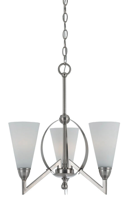 Canroe - 19" Height Three Light Chandelier - Brushed Steel