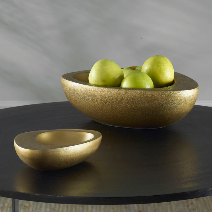 Ovate - Bowls (Set of 2) - Brass