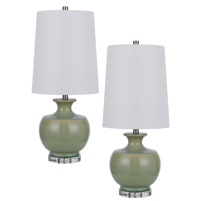Kawela - 100W Ceramic Table Lamp With Crystal Base (Set of 2) - Mustard Green