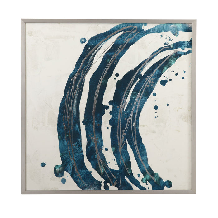 Embellished Blue Circle I Framed Print - Blue