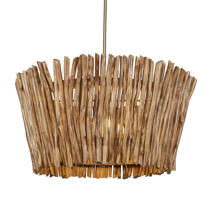 Rhea - 4 Light Wood Branch Chandelier - Woodtone