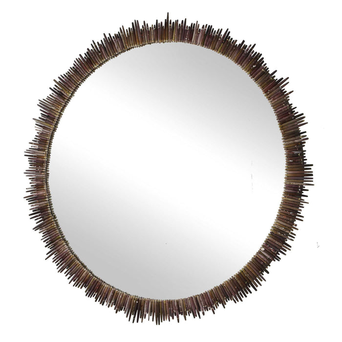 Tiger Sea Urchin - Round Mirror - Brown / Green