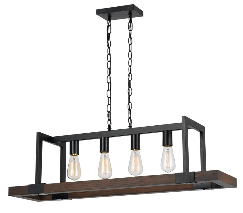 Antonio - 26" Height Wood Chandelier - Dark Bronze & Wood