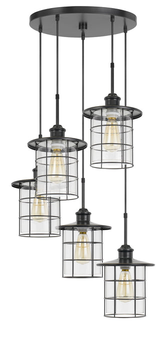 Silverton - 15" Height Pendant - Dark Bronze & Clear - 5 Light
