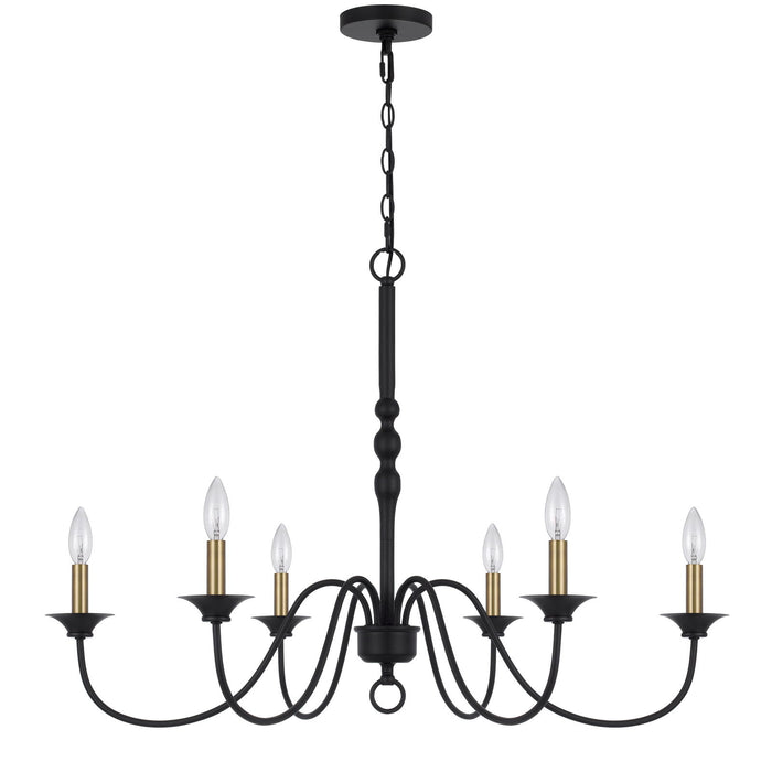 Marino - 25" Height Metal Chandelier - Black / Antique Brass