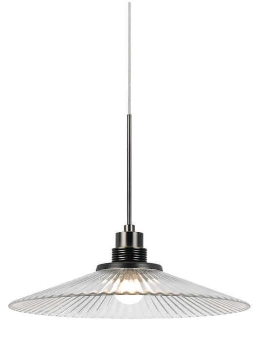 10.2" Height Glass and Metal Led Pendant With Brushed Steel Cord - Metal