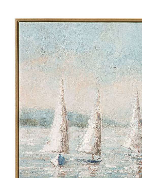 Sailing Day Framed Canvas - Blue