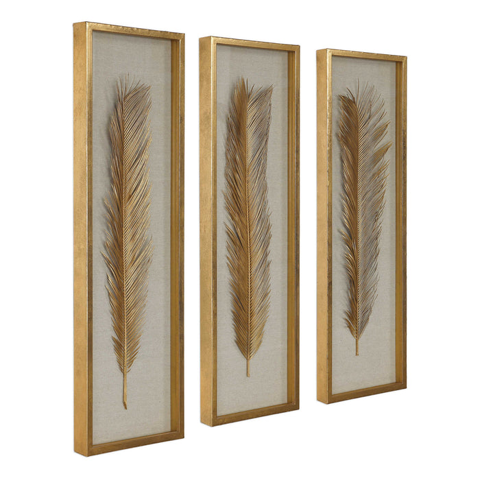 Palma - Leaf Shadow Box (Set of 3) - Gold