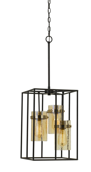 Cremona - 33.88" Height Metal Pendant With Glass Shades - Black & Antique Brass