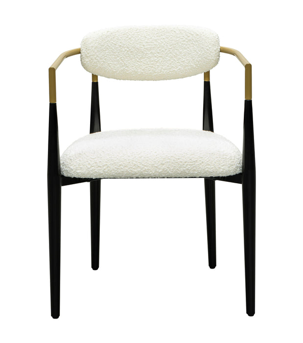 Jenson - White Dining Chair - Semi-Gloss Black /Brushed Gold / Ivory Boucle