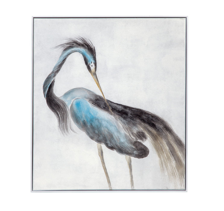 Louisiana Heron Canvas Art - Blue / Pearl Silver