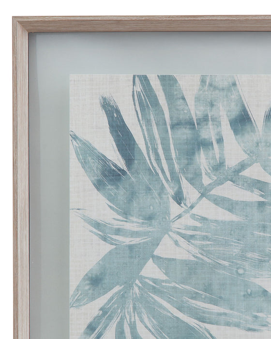 Burlap Ocean Palm I Framed Print - Light Blue
