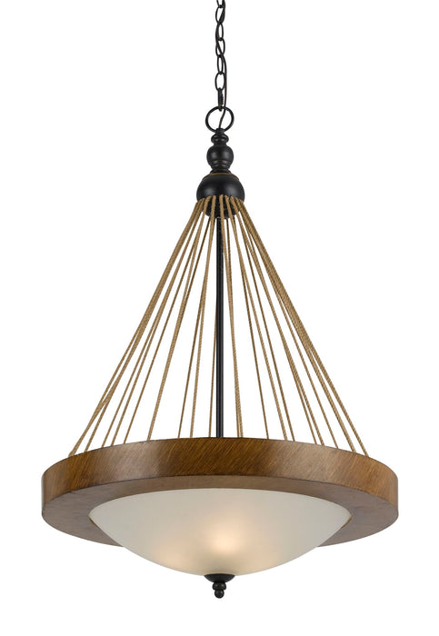 Monticello - 32" Height Metal Pendant - Metal & Wood