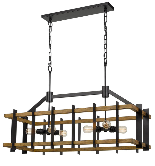 Bruck - 26.75" Height Pine Wood and Metal Fixture - Iron & Light Oak