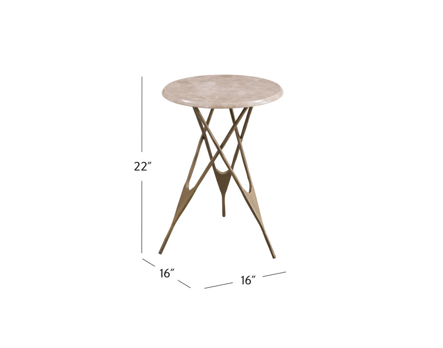 Leila - Accent Table - Antique Brass / Italian Marble