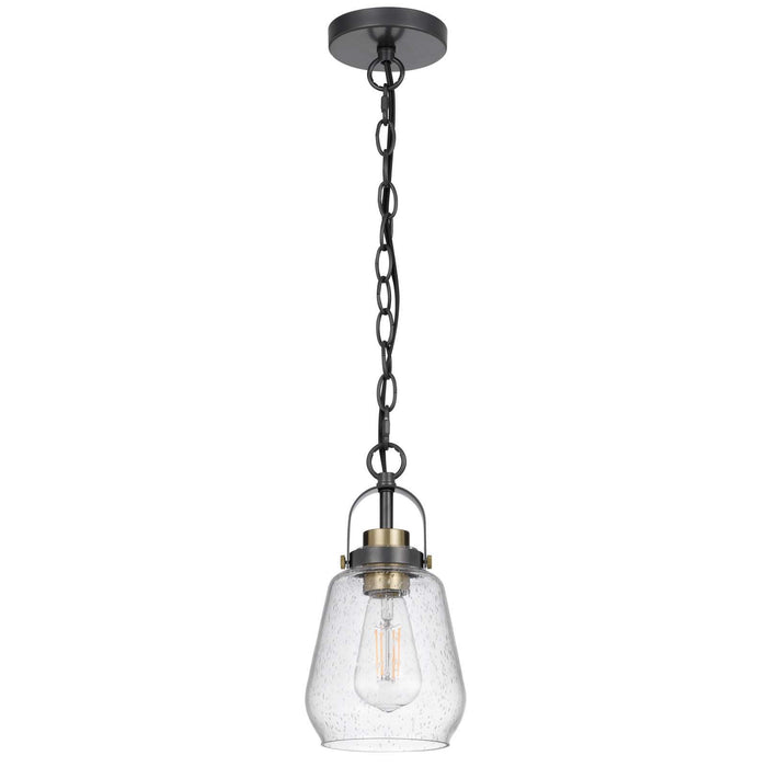 Kavala - 12.87" Height Metal Pendant - Black / Antique Brass