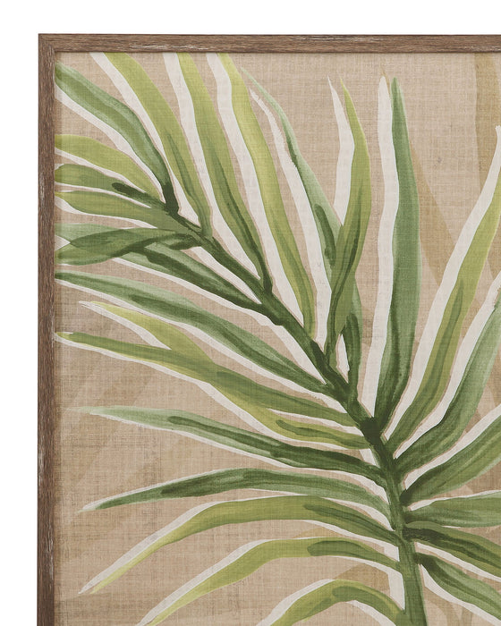 Burlap Palm Frond II Framed Print - Light Brown / Green