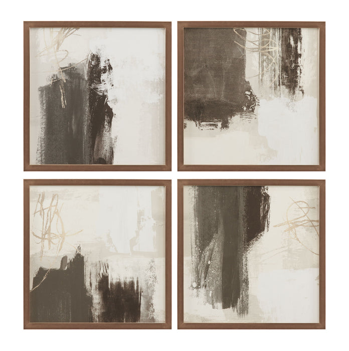 Neutral Contrast Brush Framed Print - Beige / Dark Brown