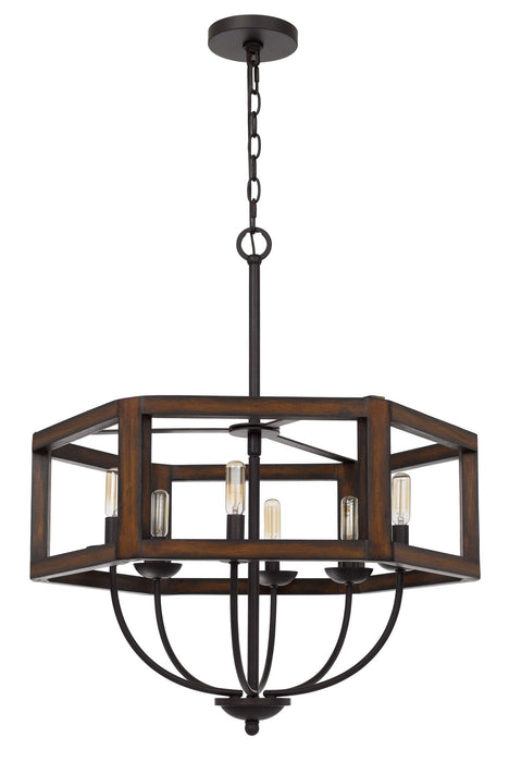Renton - 27.75" Height Chandelier - Oak & Dark Bronze