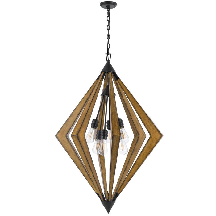 Valence - 42.25" Height Chandelier With Shade - Walnut Brown / Black