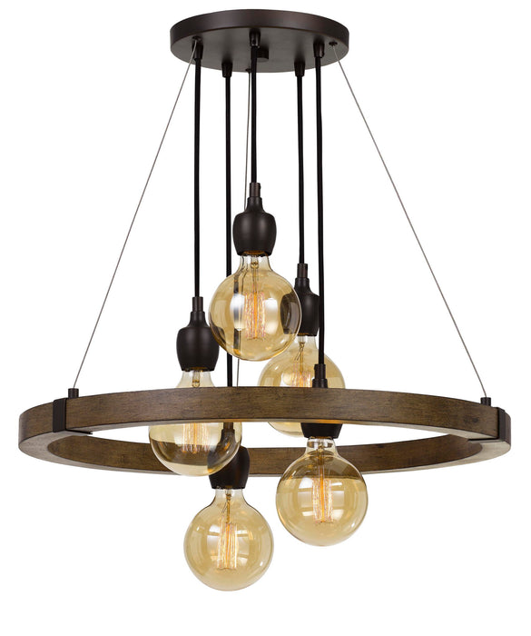 Martos - 30.75" Height Metal and Wood Chandelier - Wooden