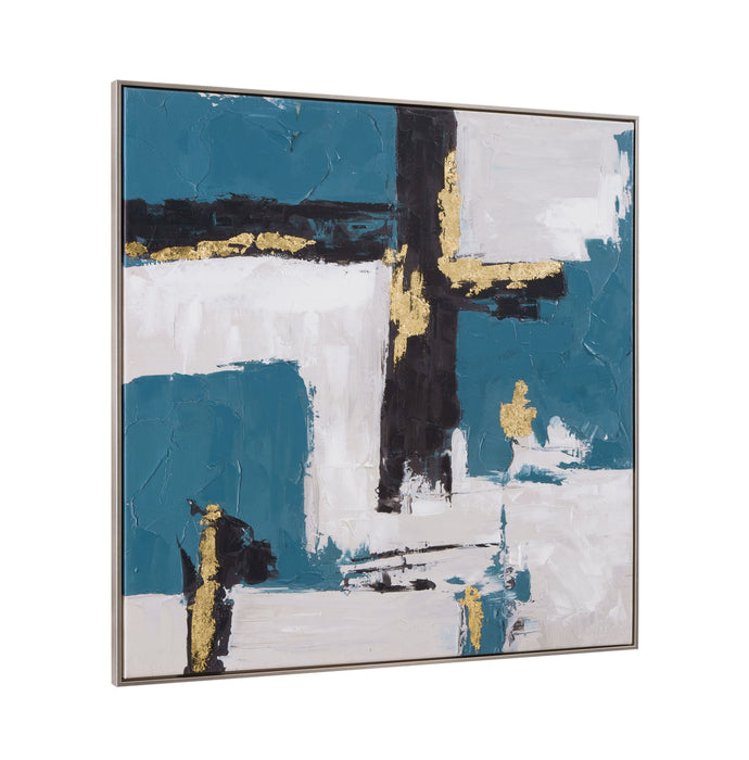 Around About Framed Canvas - Blue / White