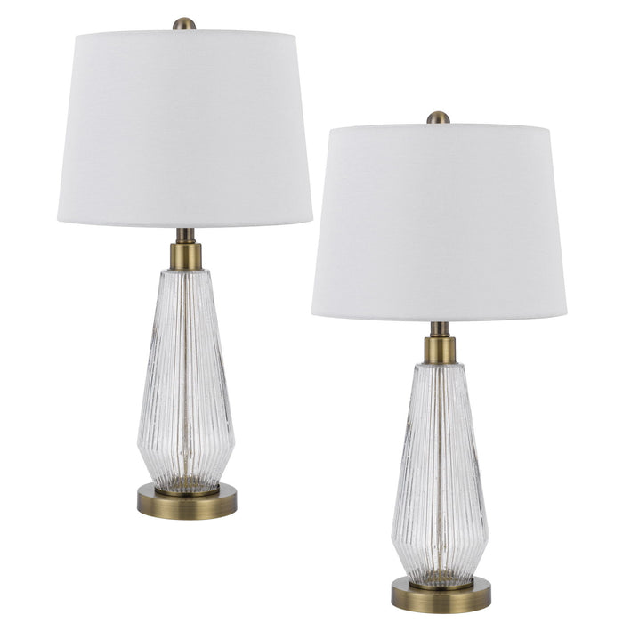 Belville - 26.5" Height Clear Glass Table Lamp (Set of 2) - Antique Brass