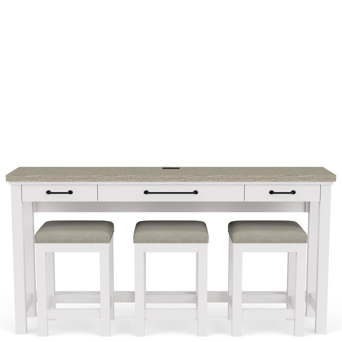 Cora - Workstation (Sofa Table With 3 Stools) - Cloud / Fog