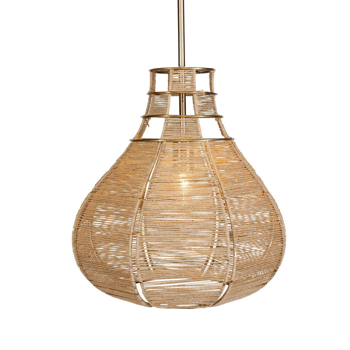 Hestia - 1 Light Natural Rope Pendant - Light Brown
