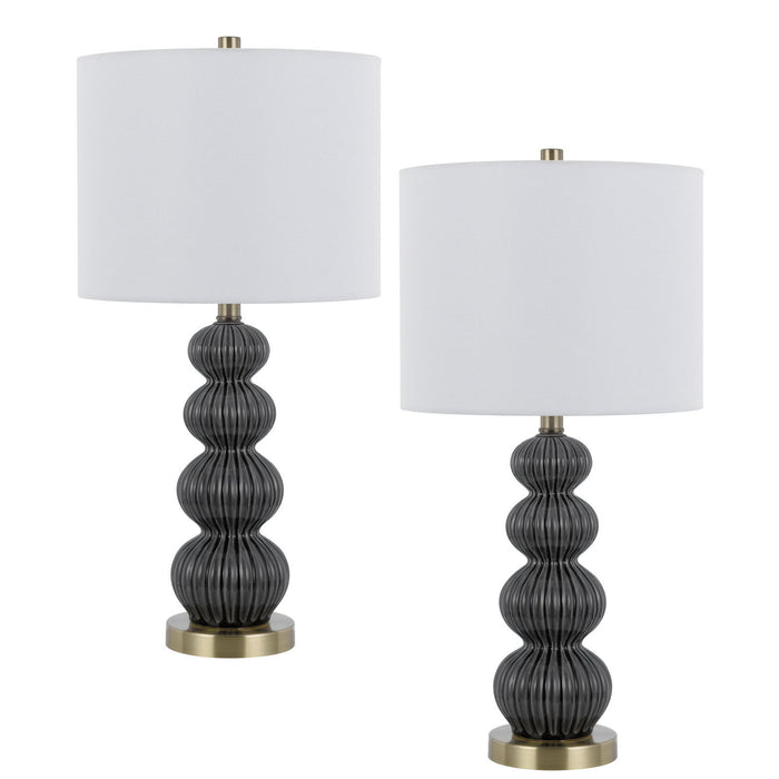 Carlisle - 100W Ceramic Table Lamp (Set of 2) - Dark Gray / Antique Brass