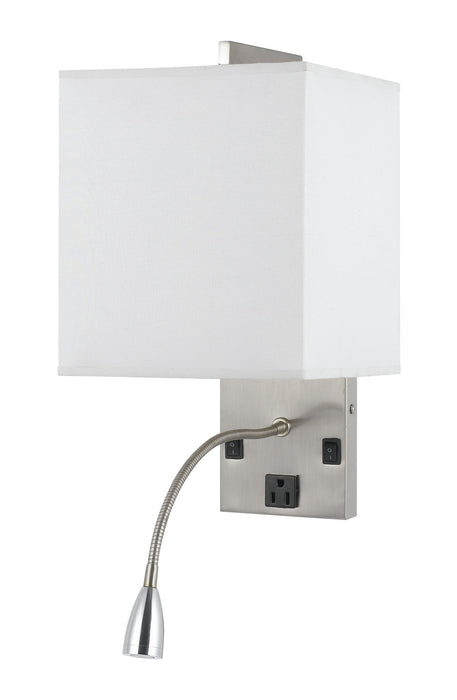 Bedside Wall Lamp - Brushed Steel & White
