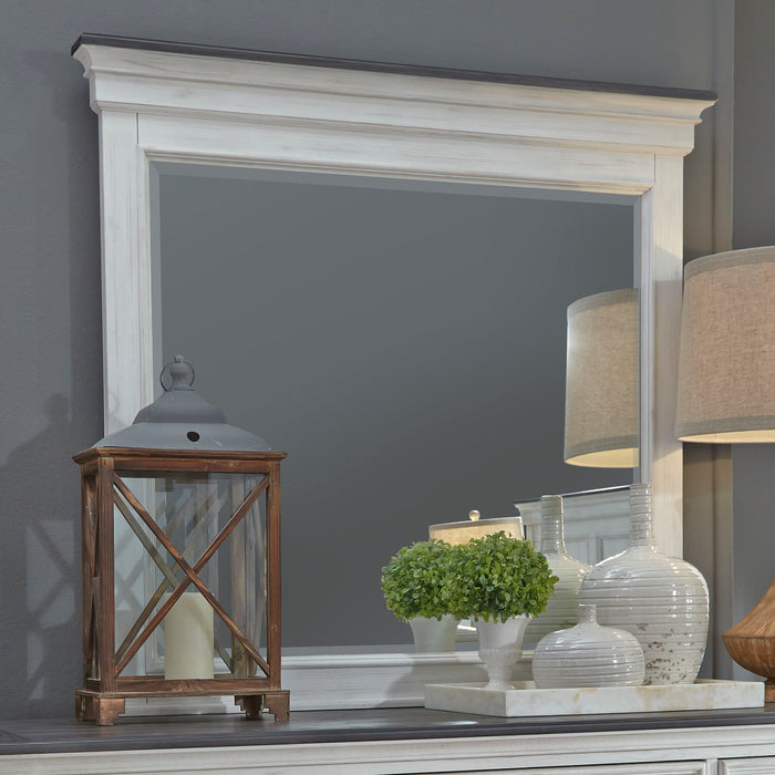 Allyson Park - Crown Mirror - Wirebrushed White / Charcoal