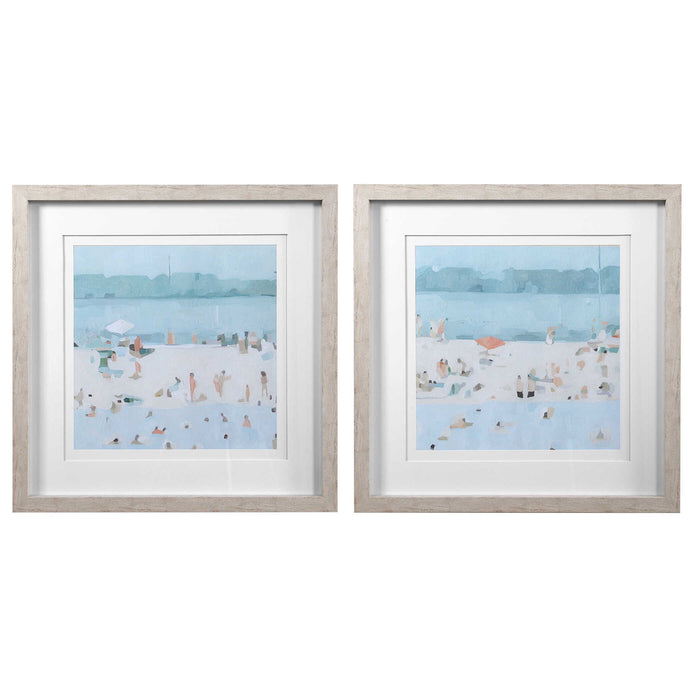 Sea Glass Sandbar - Framed Prints (Set of 2) - Light Blue