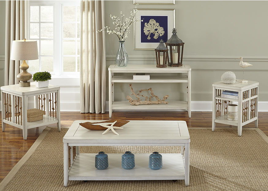 Dockside - 3 Piece Table Set (1 Cocktail 2 End Tables) - White