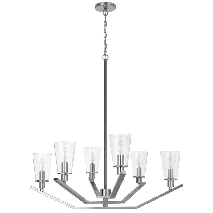 Vireo - 33.5" Height Chandelier With Round Shade - Brushed Steel