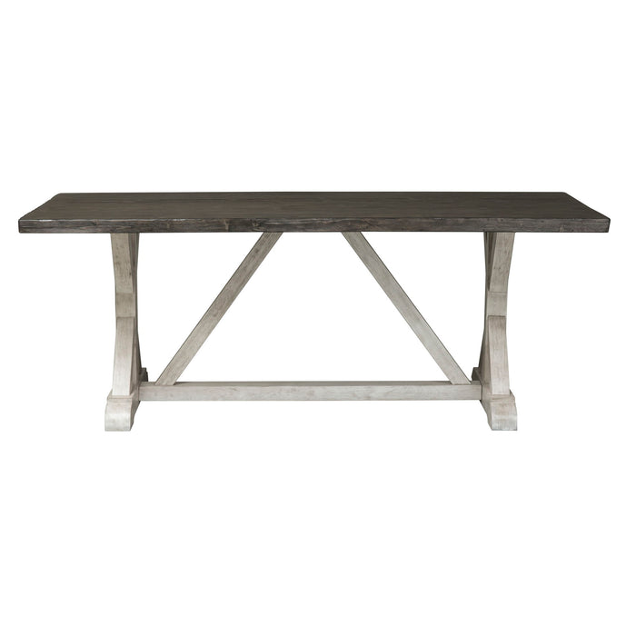 Willowrun - Trestle Table - Rustic White / Weathered Gray Top