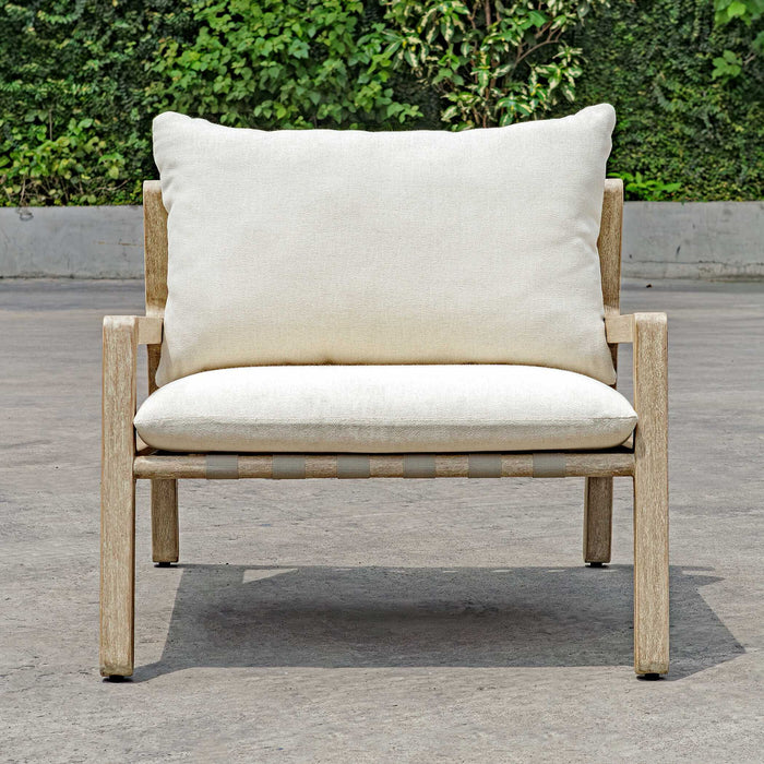 Strapped - Outdoor Lounge Chair - Light Brown / Pearl Silver