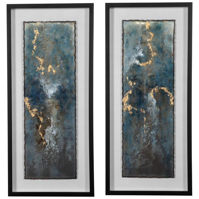 Glimmering Agate - Abstract Prints (Set of 2) - Blue