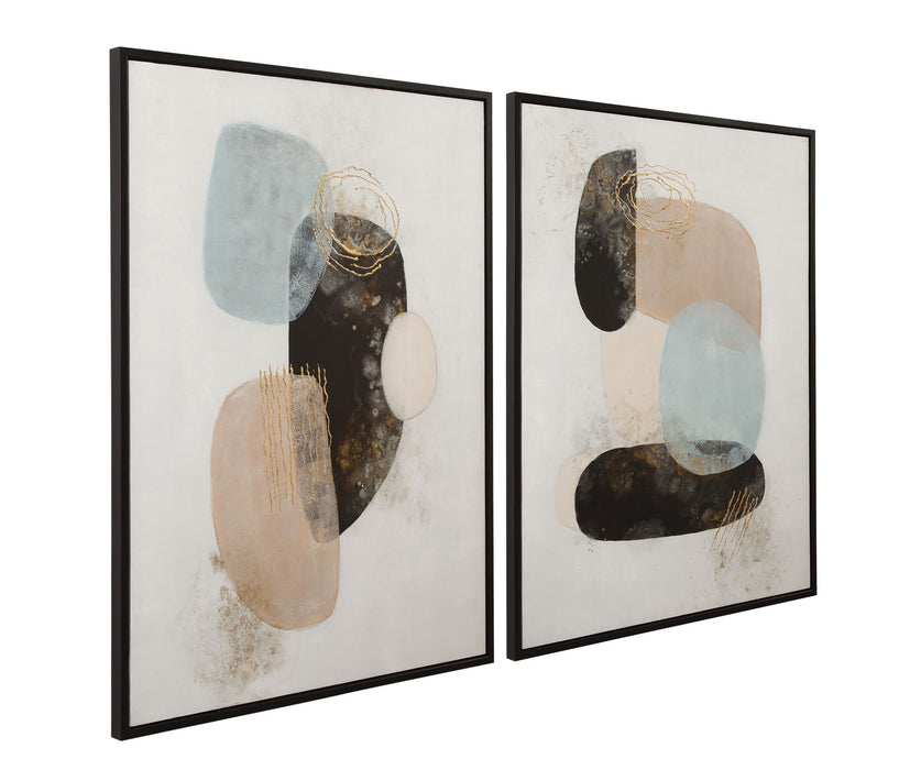 Athena Framed Canvas (Set of 2) - Gray / Beige