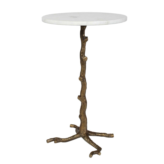 Calais - Marble Accent Table - Brass / White