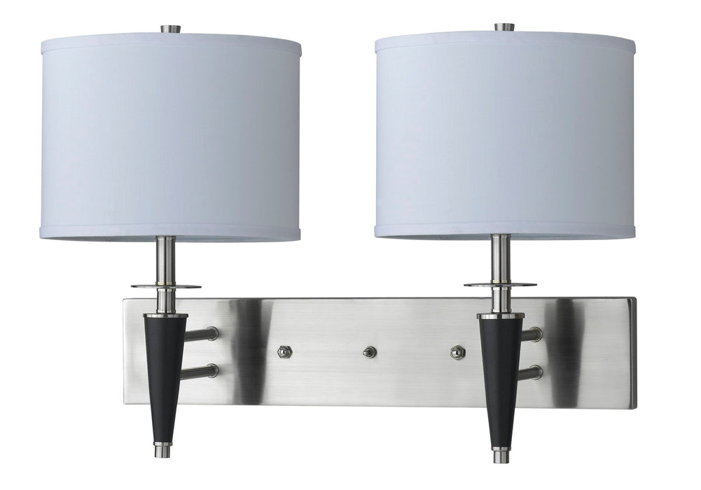 Hotel - 17.5" Height Metal Wall Lamp - Brushed Steel & Black - 60W x 2