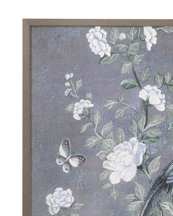 Birds & Blooms I Framed Print - Dark Gray