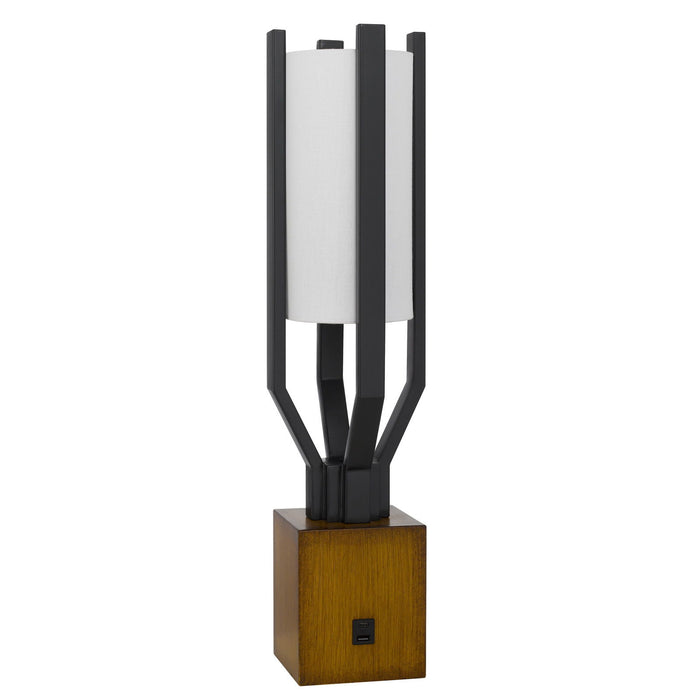 Woodsmere - 25" Height Metal Table Lamp - Matte Black / Wood