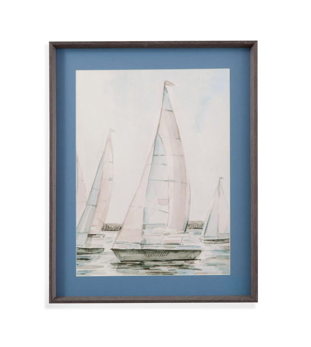 Sail Scribble I Framed Print - Blue