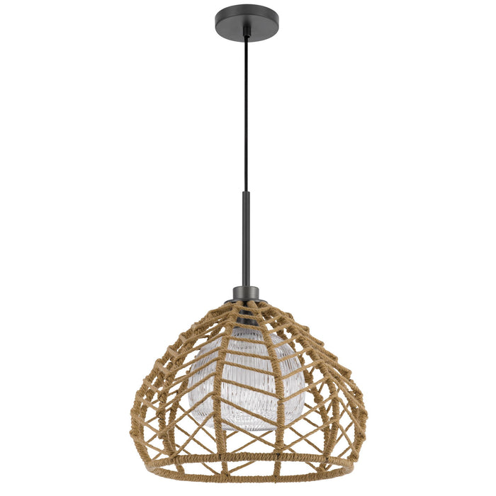 Dunn - 1 Light 20.5" Height Metal Pendant - Burlap / Black