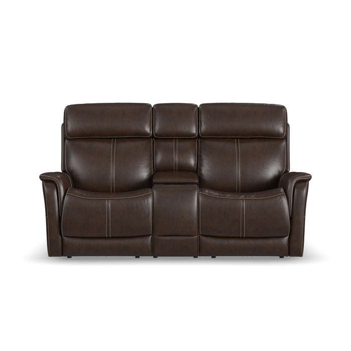 View - Power Reclining Loveseat With Console, Power Headrest & Lumbar