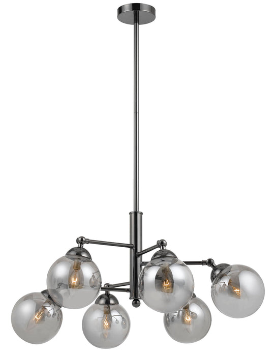 Prato - 15.3" Height Six Glass Pendant With Canopy - Gun Metal